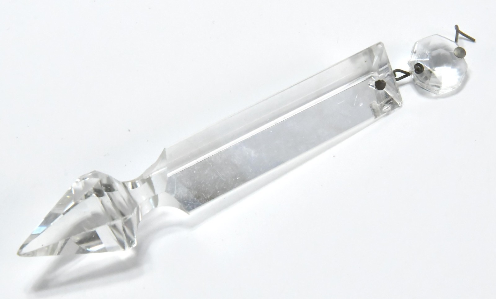 2 FACETED PRISM DOUBLE CRYSTAL FOR CHANDELIER CRAFTS REPURPOSE 5 1/4 INCH