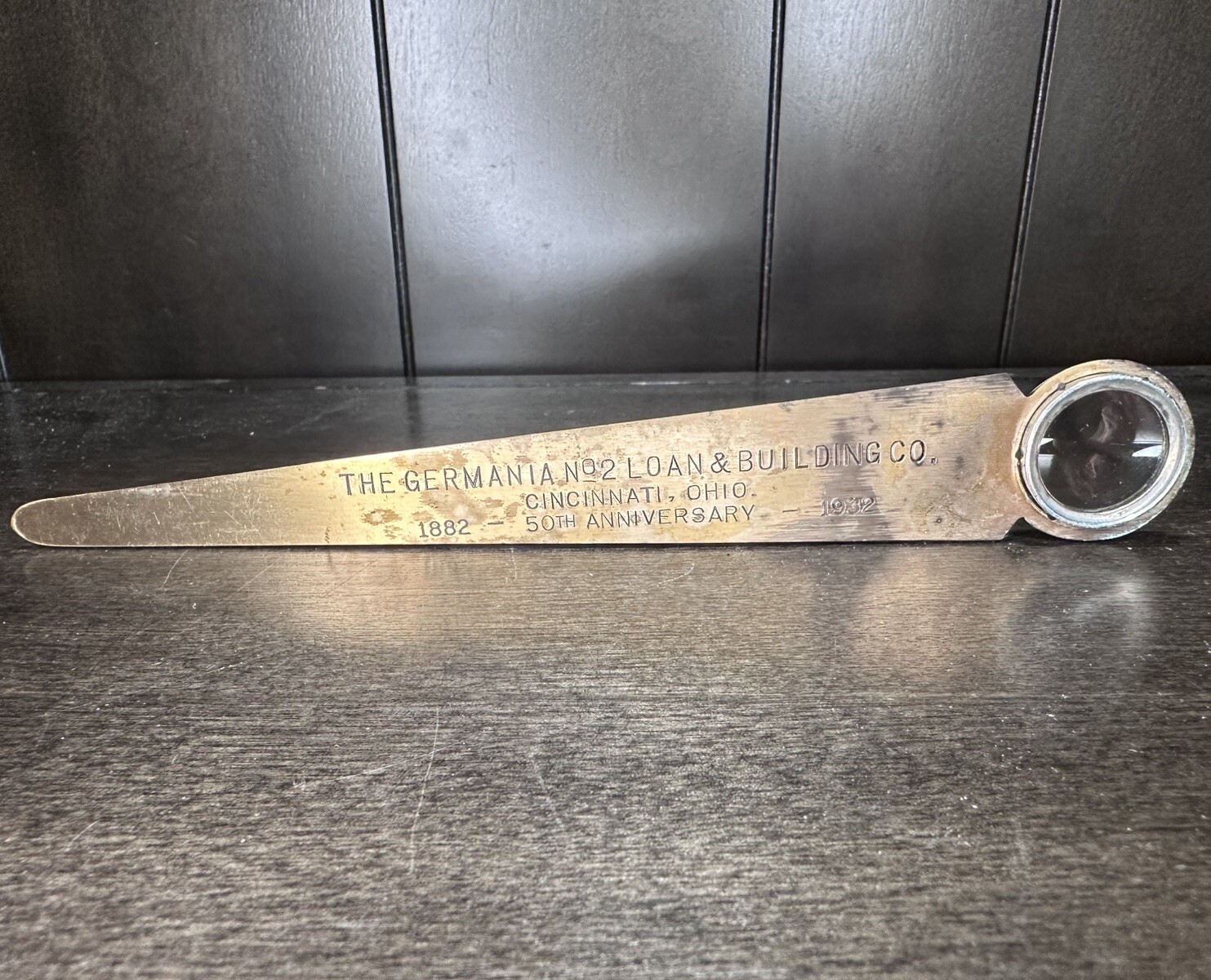 Antique 1932 The Germania Loan & Building Co.  Magnifying Glass Cincinnati Ohio