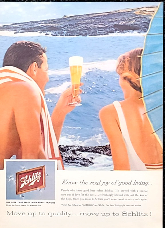 Schlitz Beer Original 1959 Vintage Print Ad Wall Art