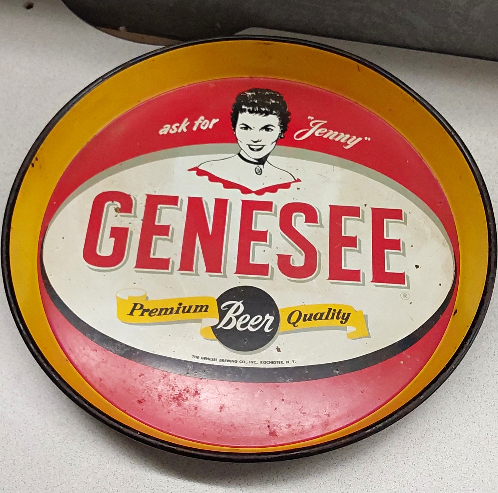 Genesee Premium Beer Quality Round Serving Tray \ Genesee Premium Beer Quality Round Serving Tray \