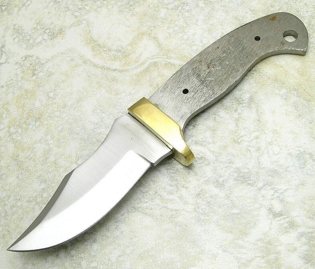 Fixed Blade Knife Making Blank Clip Point Skinner Hunting w/ Brass Guard 3 1/8\