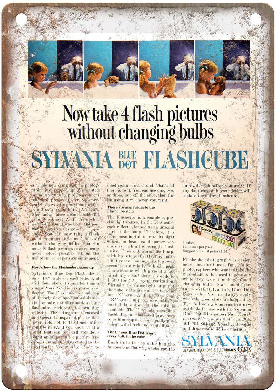 1965 Sylvania Vintage Film Camera Advertisement Retro Look Metal Sign C1717