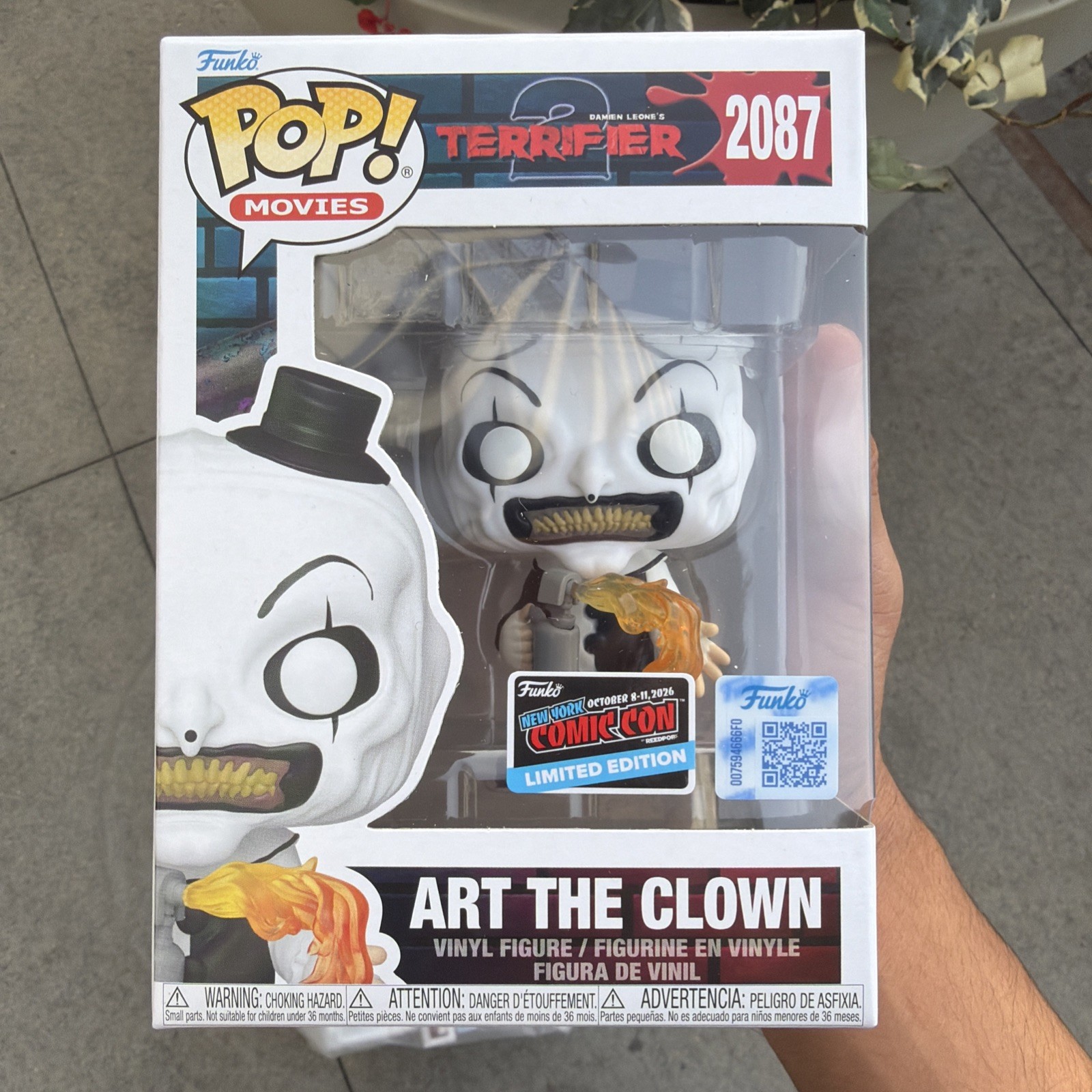 Funko Pop NYCC 2026 Art the Clown with Flamethrower #2087 Official Sticker Funko Pop NYCC 2026 Art the Clown with Flamethrower #2087 Official Sticker