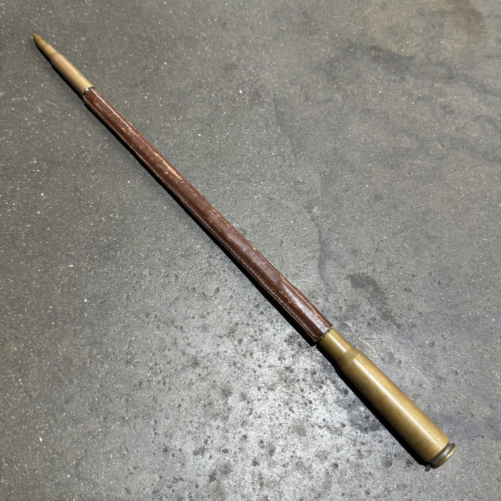 Original Pre-WWII Us Officer Trench Art Swagger Stick 1935 .50 Shell 