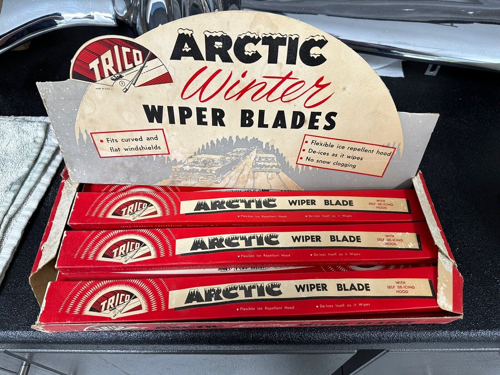 Trico Counter Display Box Wiper Blades Vintage Gas Oil