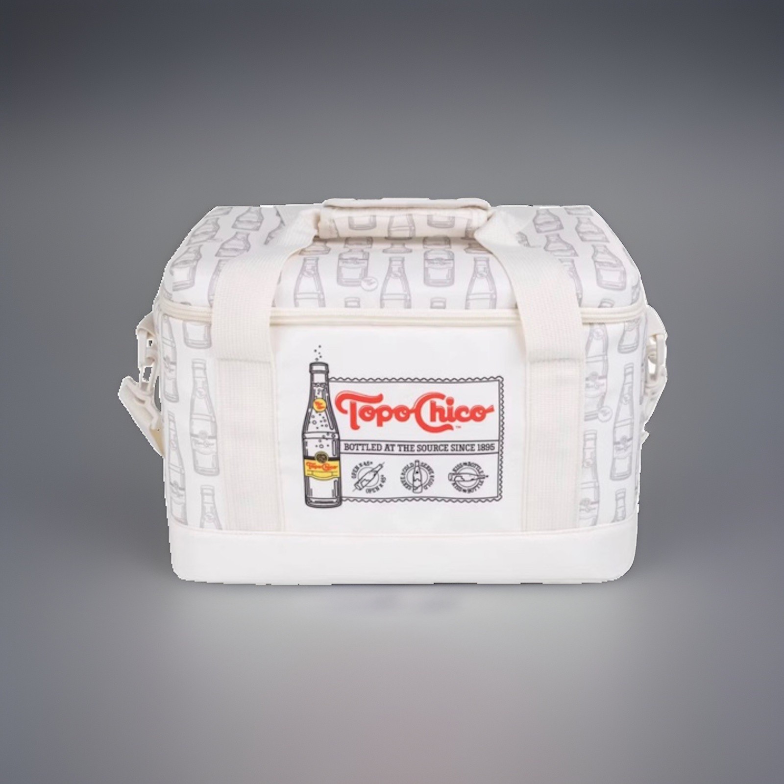 Topo Chico Insulated Lunch Tote Bag Soft Cooler Zipper Top Handle & Strap New