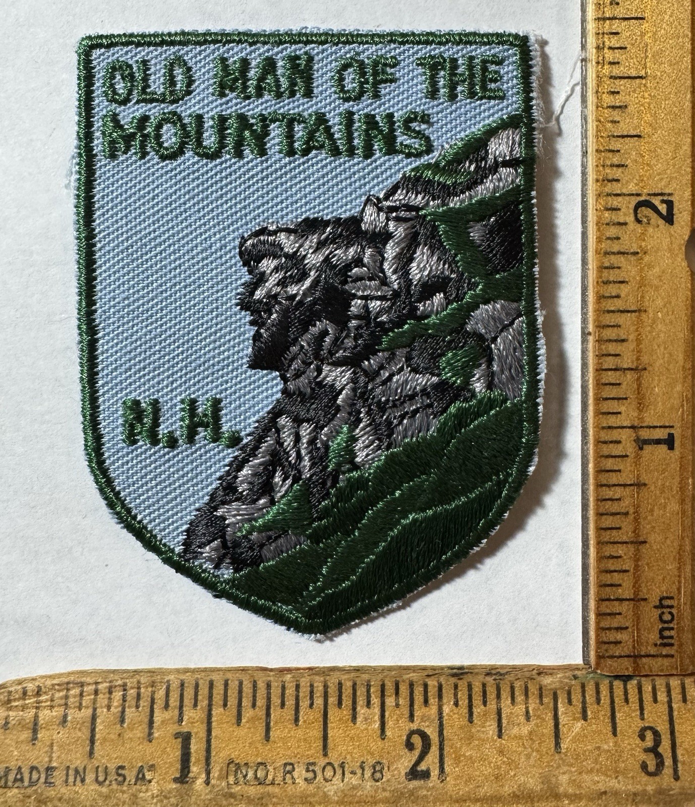 Vintage New Hampshire Old Man Of The Mountains Iron On Patch Travel Souvenir