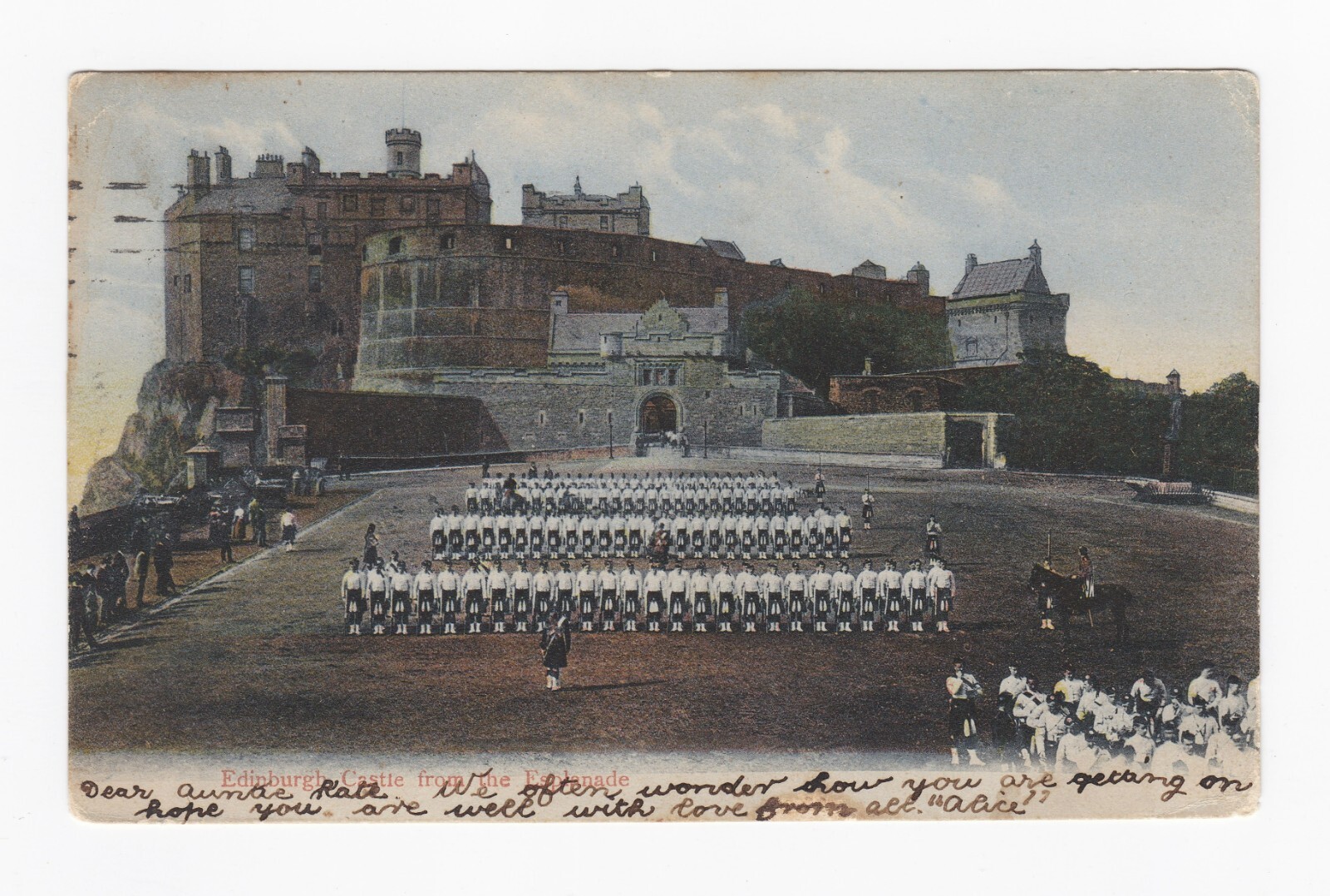Edinburgh Castle From The Esplenade Scotland Soldiers Divided Back Postcard