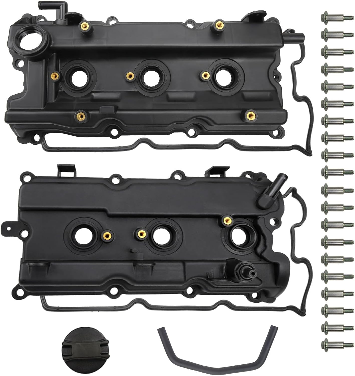 Engine Valve Cover Set with Bolts & Oil Cap & Gaskets & Spark Plug Tube Seals &