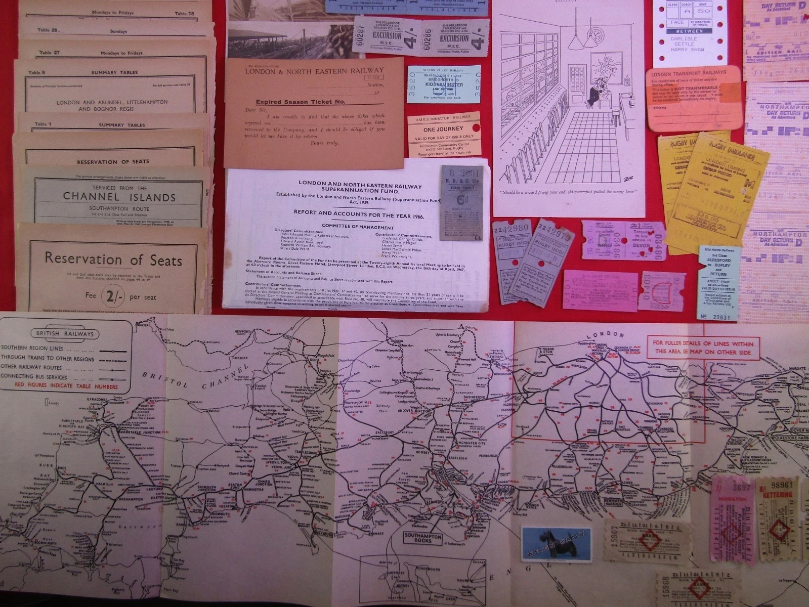 Railway Tickets Vintage + BR map LNER  ephemera PULLMAN Channel Islands BUNDLE