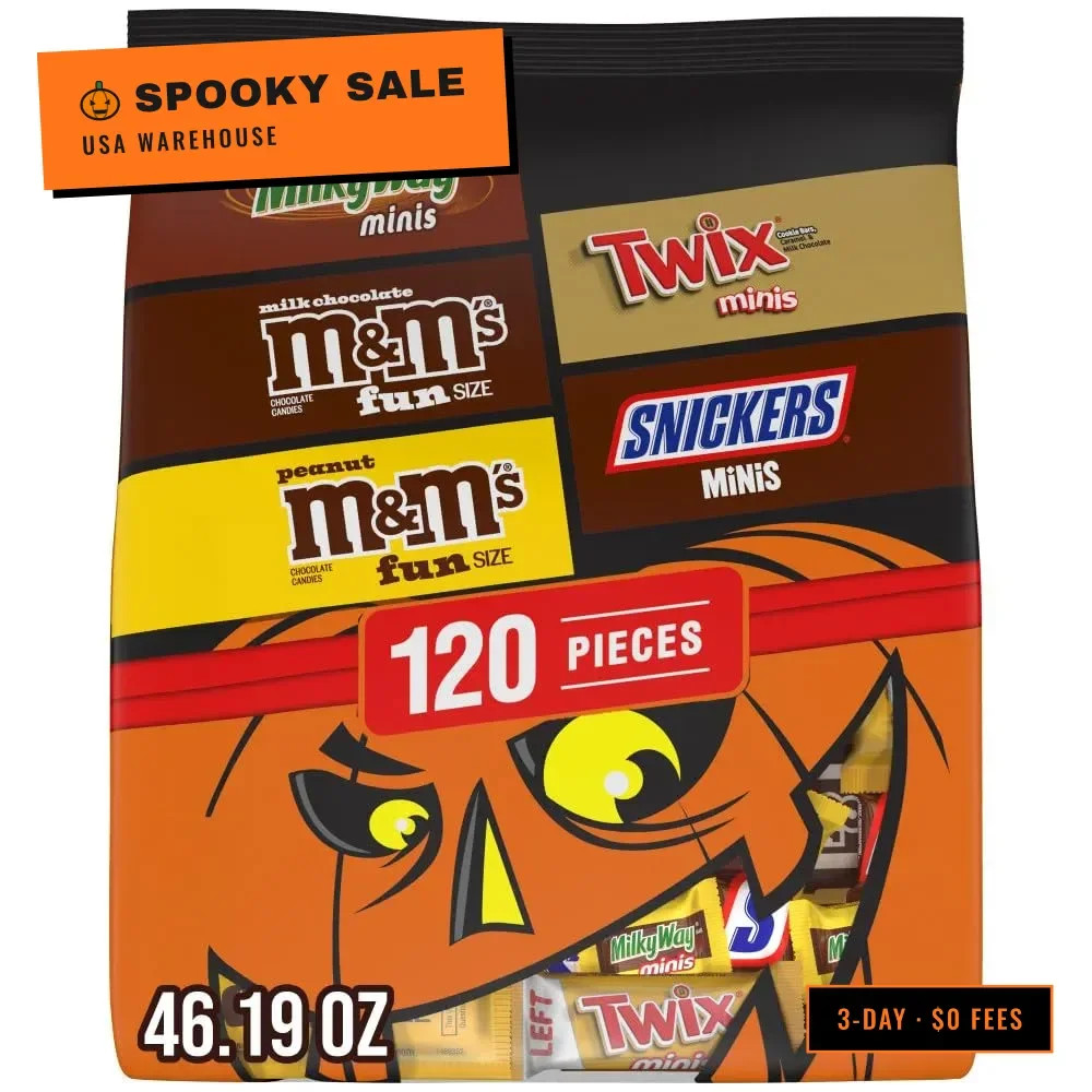 M&M\'S, SNICKERS, TWIX & MILKY WAY Milk Chocolate Halloween Candy Bag Variety Pac