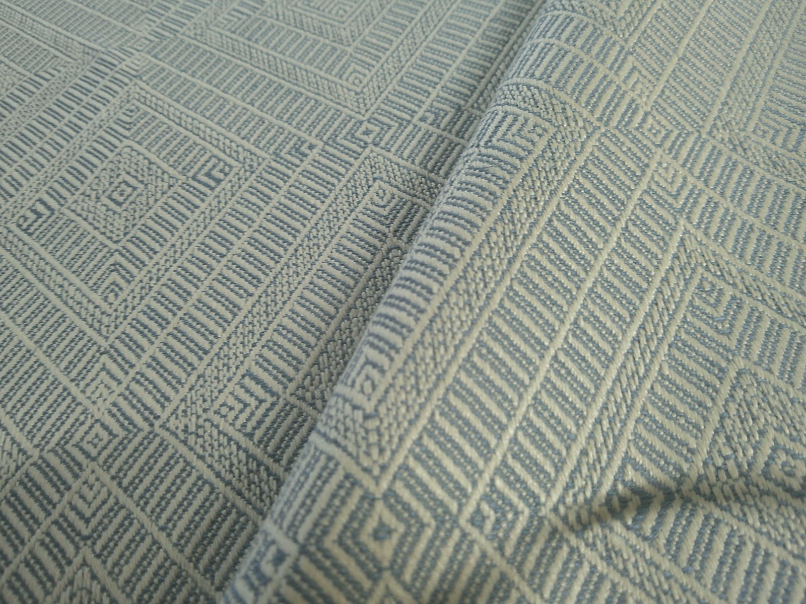 Schumacher Geometric Weave Indoor/Outdoor Linen in Chambray 2.75 Yards