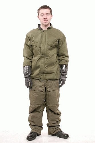 USGI NBC MOPP Chemical SUIT OD Green size LG+2 Pr Small Gloves+Chem Detect Paper