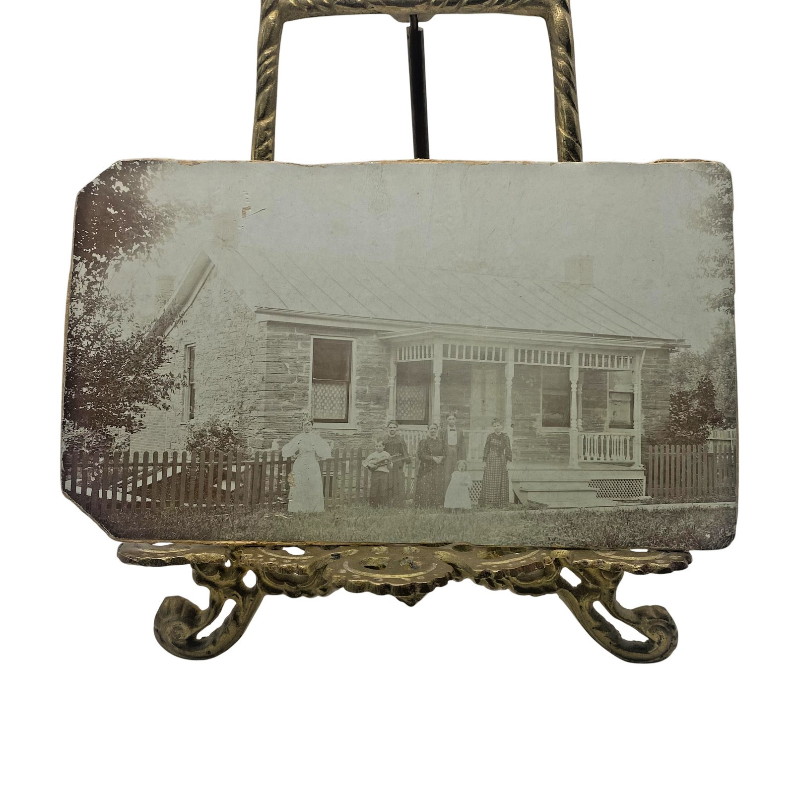Vintage Fowler View Co Davenport Family Farm Cabinet Card Photo 5x7 Sepia Orig
