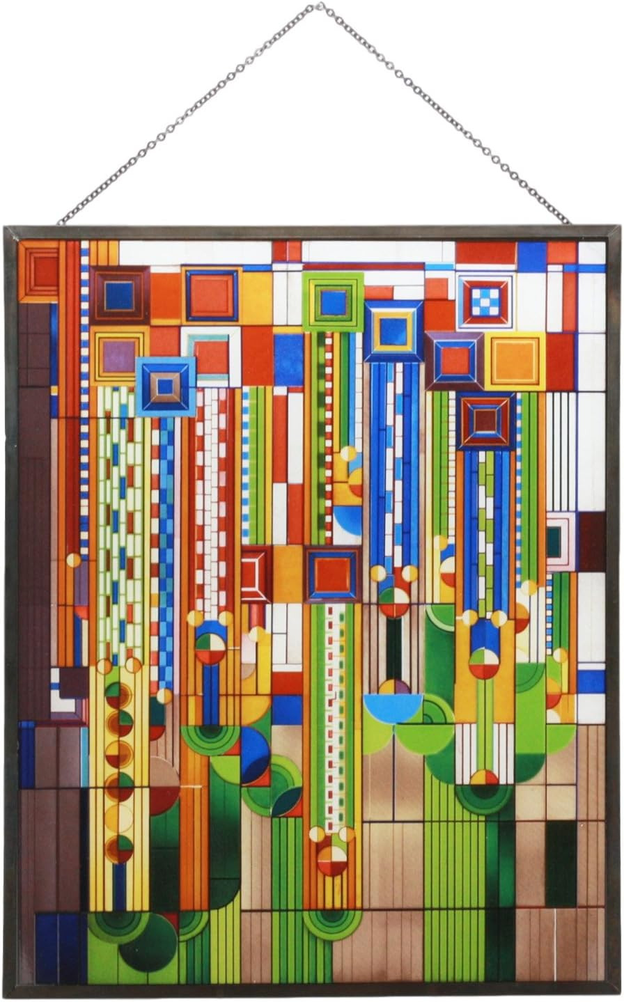 Ebros Frank Lloyd Wright Metal Framed Saguaro Cactus Flowers Stained Glass Art D Ebros Frank Lloyd Wright Metal Framed Saguaro Cactus Flowers Stained Glass Art D
