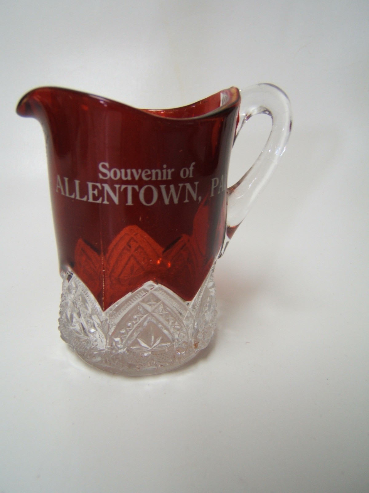 Allentown PA Ruby Flash Glass Souvenir Pitcher EAPG 4\