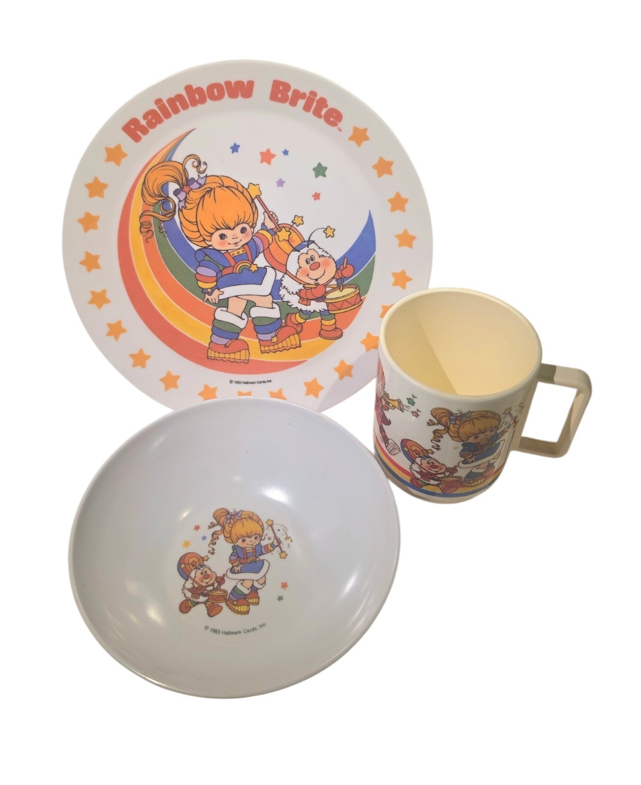 1983 Vintage Rainbow Brite Childs 3pc. Set DEKA Melamine U S A made      