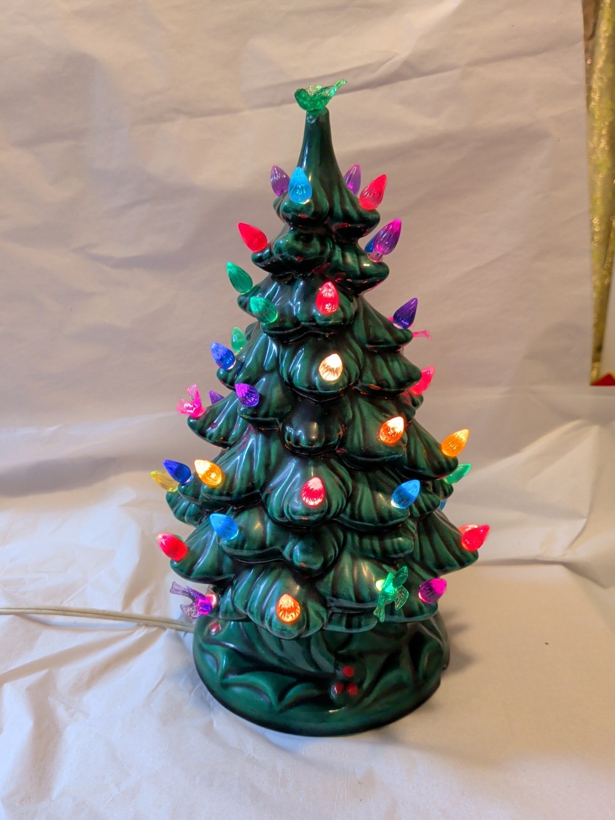 Vintage 70s Ceramic Lighted Christmas Tree 12 In