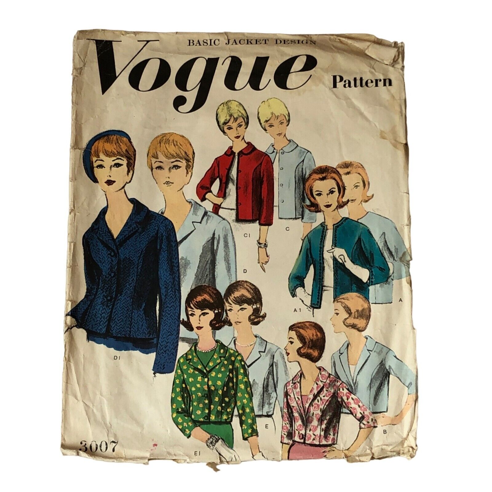1950\'s Vogue Sewing Pattern Jacket Blazer - Bust 34 Partially Cut