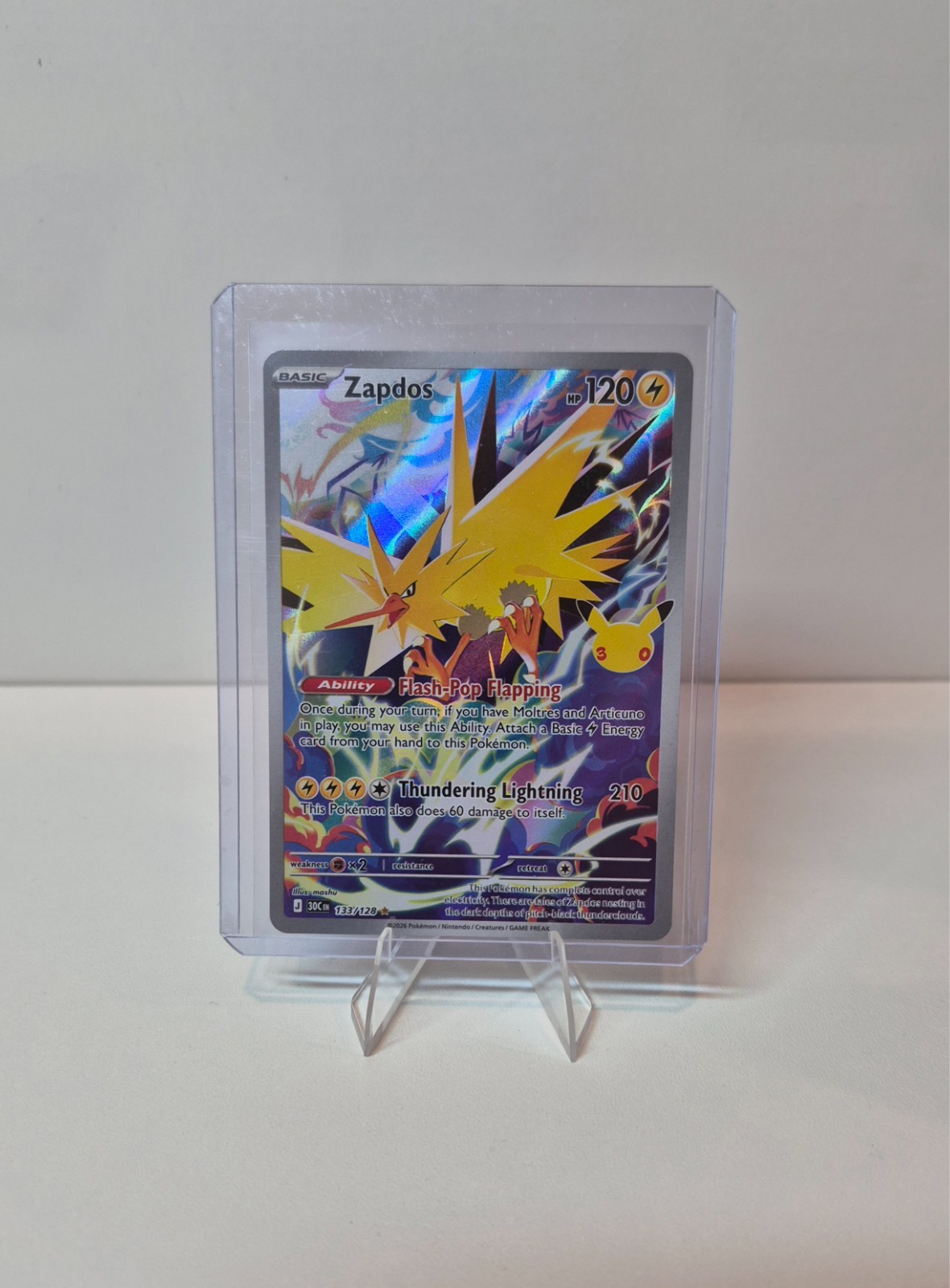 Pokemon 30th Anniversary Zapdos 133/128 Illustration Rare Holo English NM