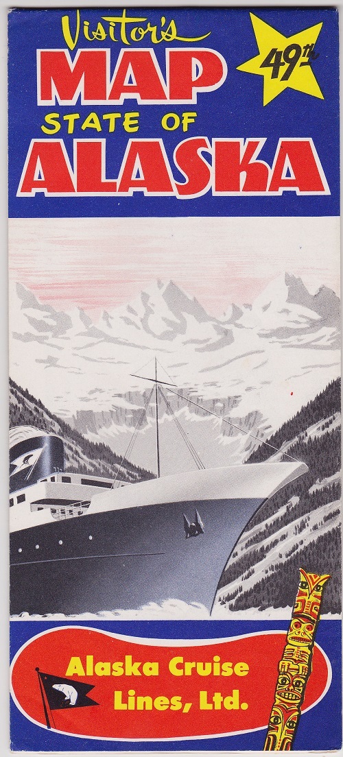 1959 Alaska Cruise Lines State Map Brochure