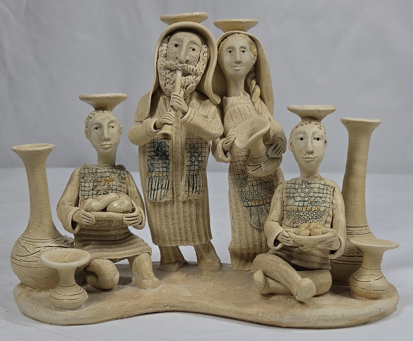 VINTAGE 1997 Sue Treuman Signed Studio Pottery Hanukkah Menorah **Damaged**