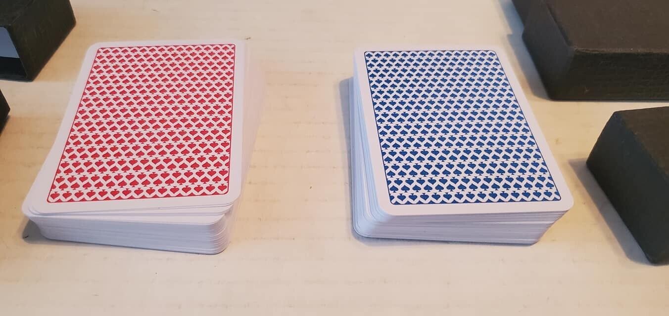 Faded Spade Playing Cards Two Deck Set (Red & Blue) Red Missing 5h Blue miss 4s