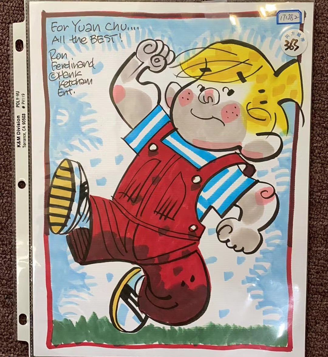 RON FERDINAND  Cartoonist REAL Hand Signed  and Drawing Sketch Original 8.5X11