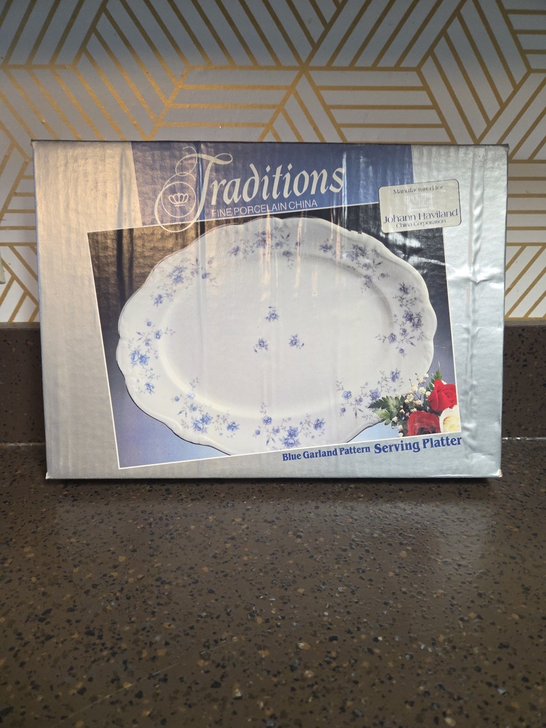Johann Haviland Bavaria Blue Garland Pattern Oval Serving Platter 13\