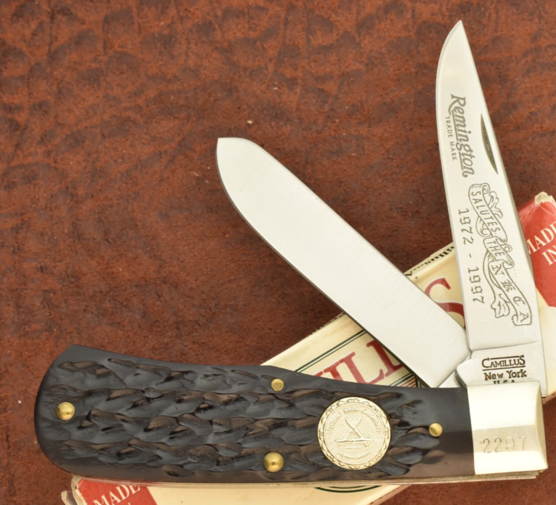 VINTAGE CAMILLUS USA JIGGED BONE BABY BULLET TRAPPER KNIFE REMINGTON 1997 (34214