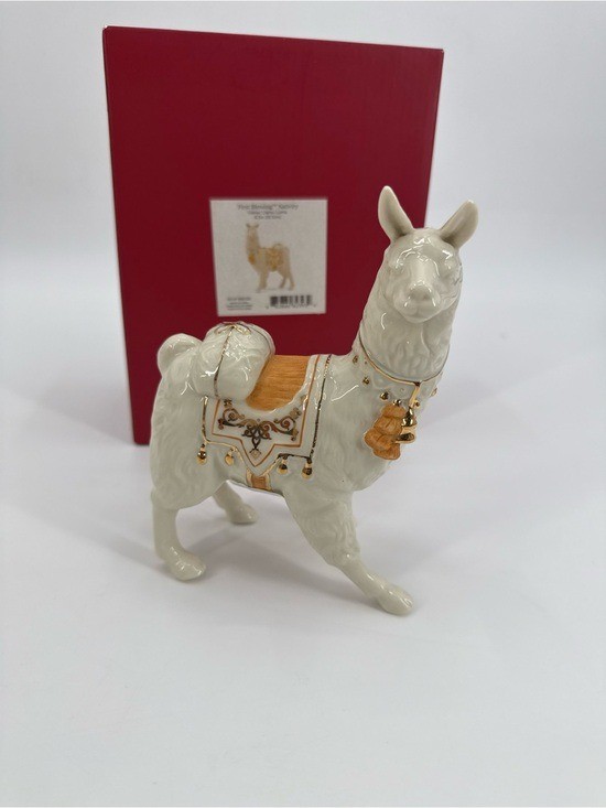 Lenox Porcelain Llama Alpaca Figurine Ivory Gold Saddle Charm Decor Animal Boxed