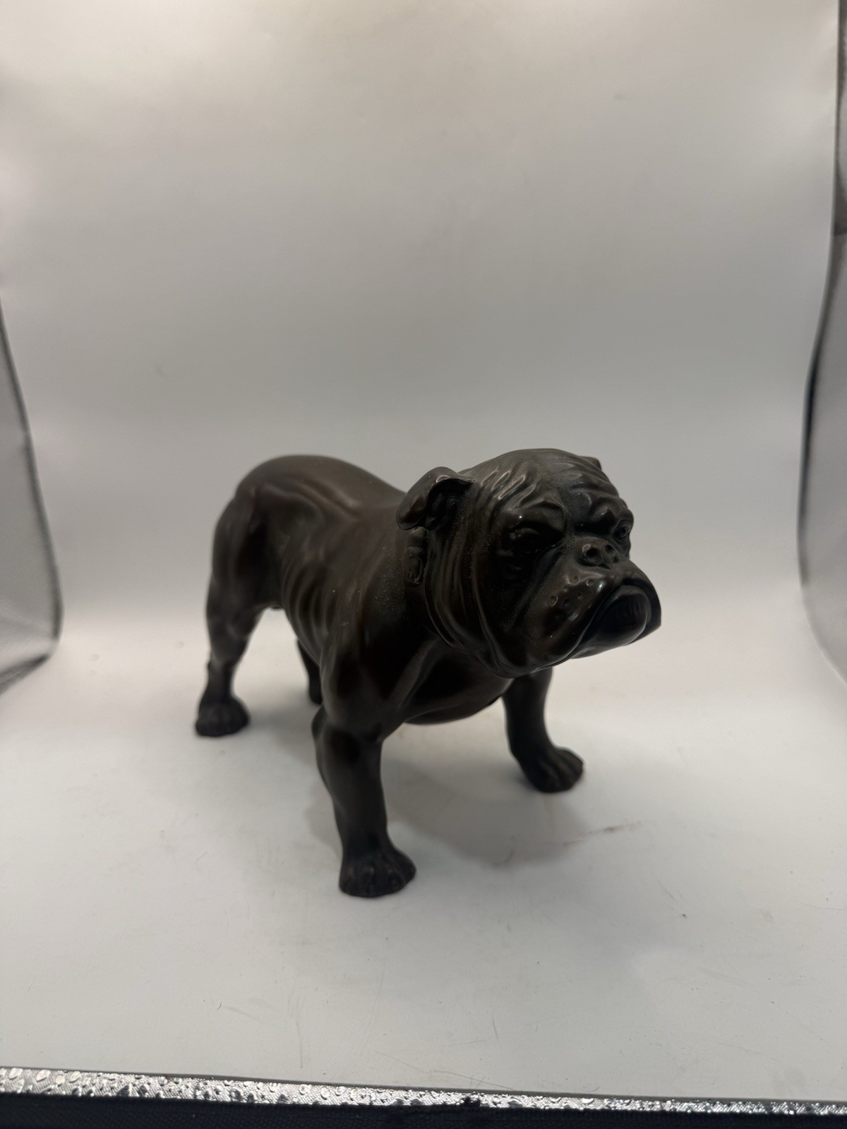 Vintage JB 1008 Bronze Bulldog Dog Statue Figurine 8” Heavy Cast Metal *