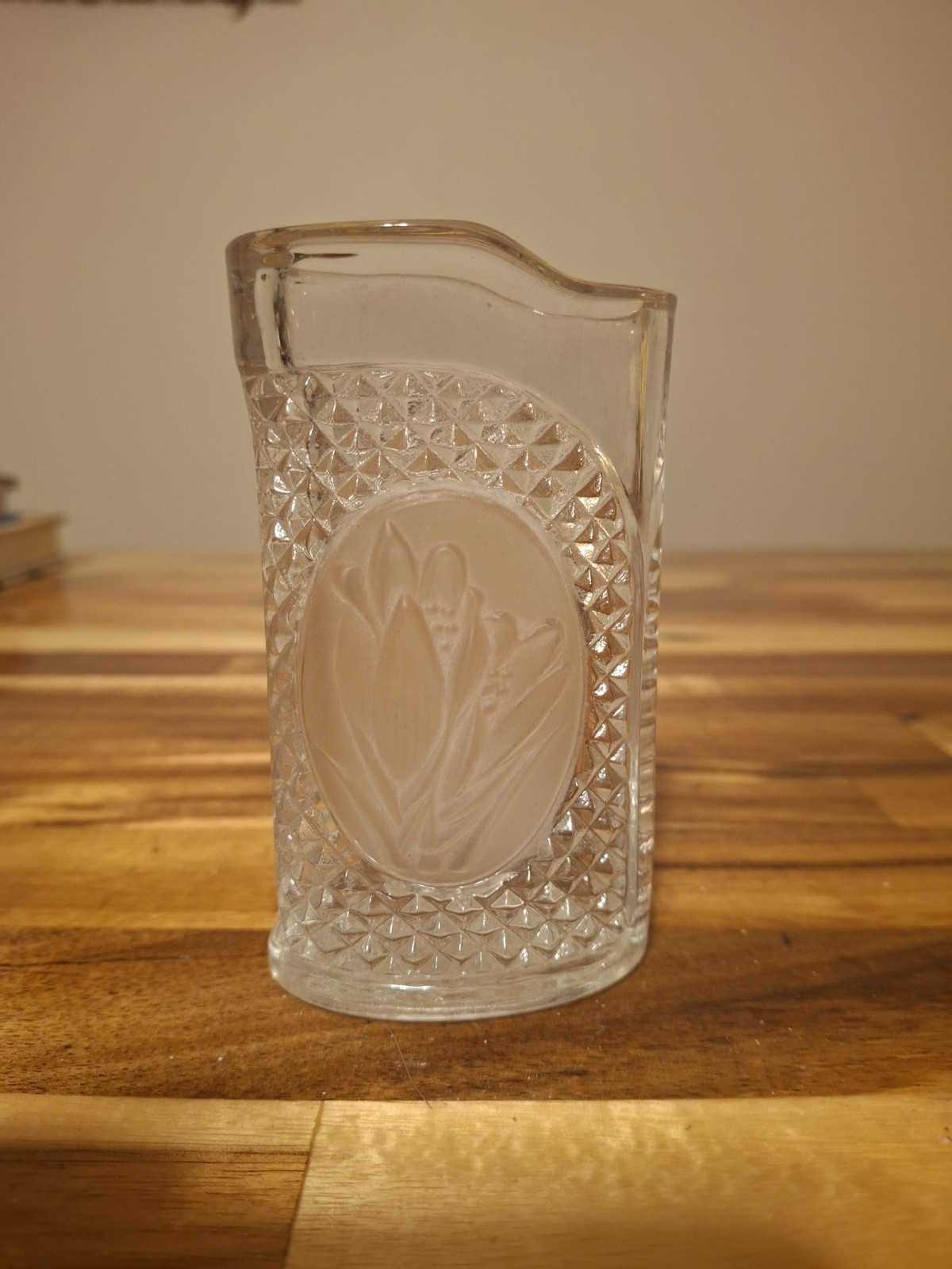 Vintage Riccardo Japan Lead Crystal Tulip Cut Toothpick Holder Pen Holder 