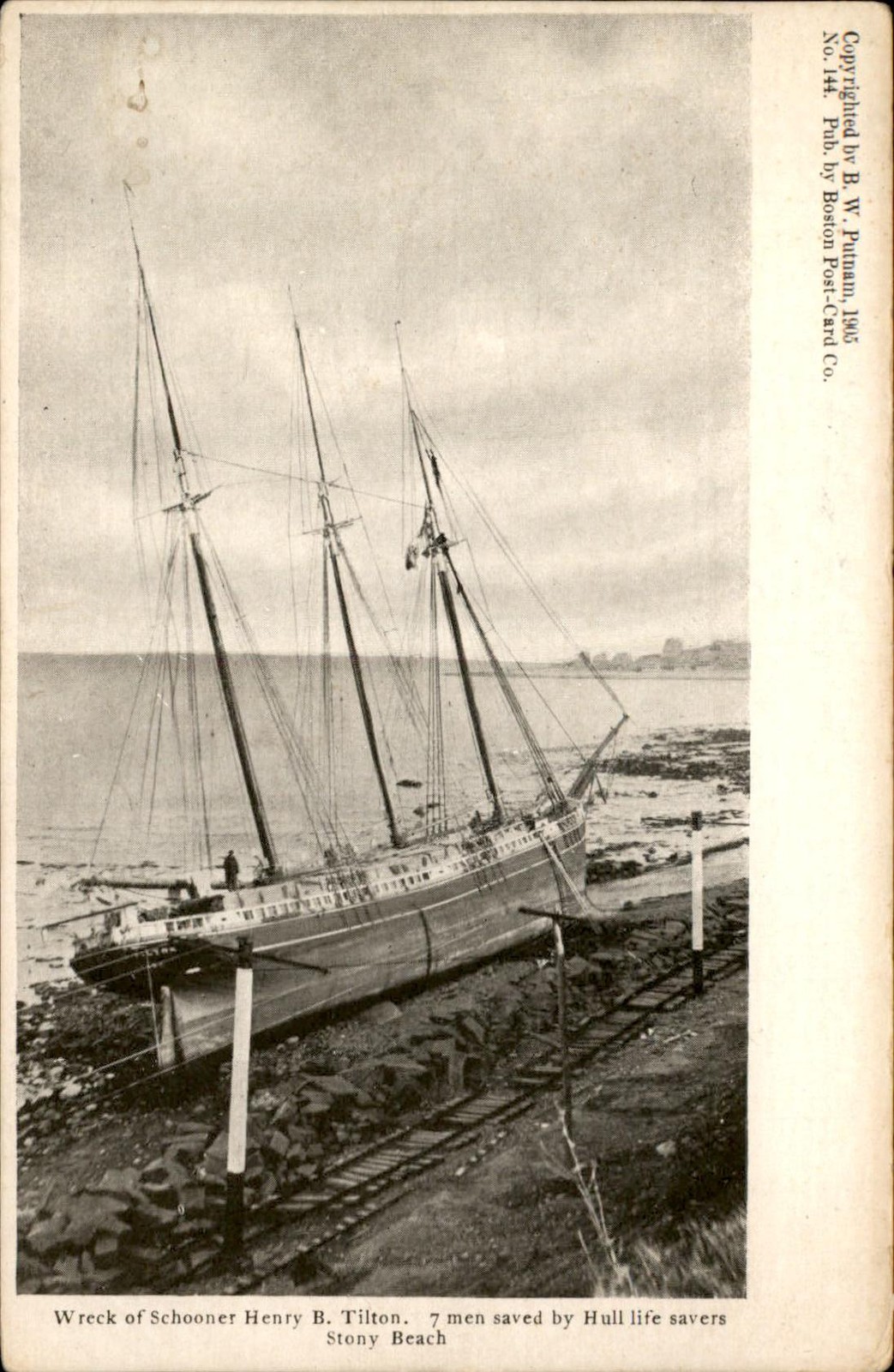 Stony Beach Hull MA Wreck of Schooner Henry B. Tilton c1905 Vintage Postcard bhn Stony Beach Hull MA Wreck of Schooner Henry B. Tilton c1905 Vintage Postcard bhn