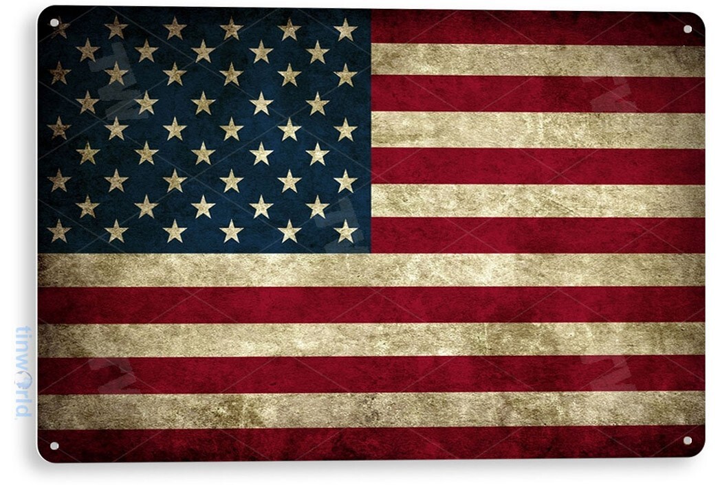 TIN SIGN American Flag , Patriotic Sign, Rustic, Distressed, Metal Decor, A212