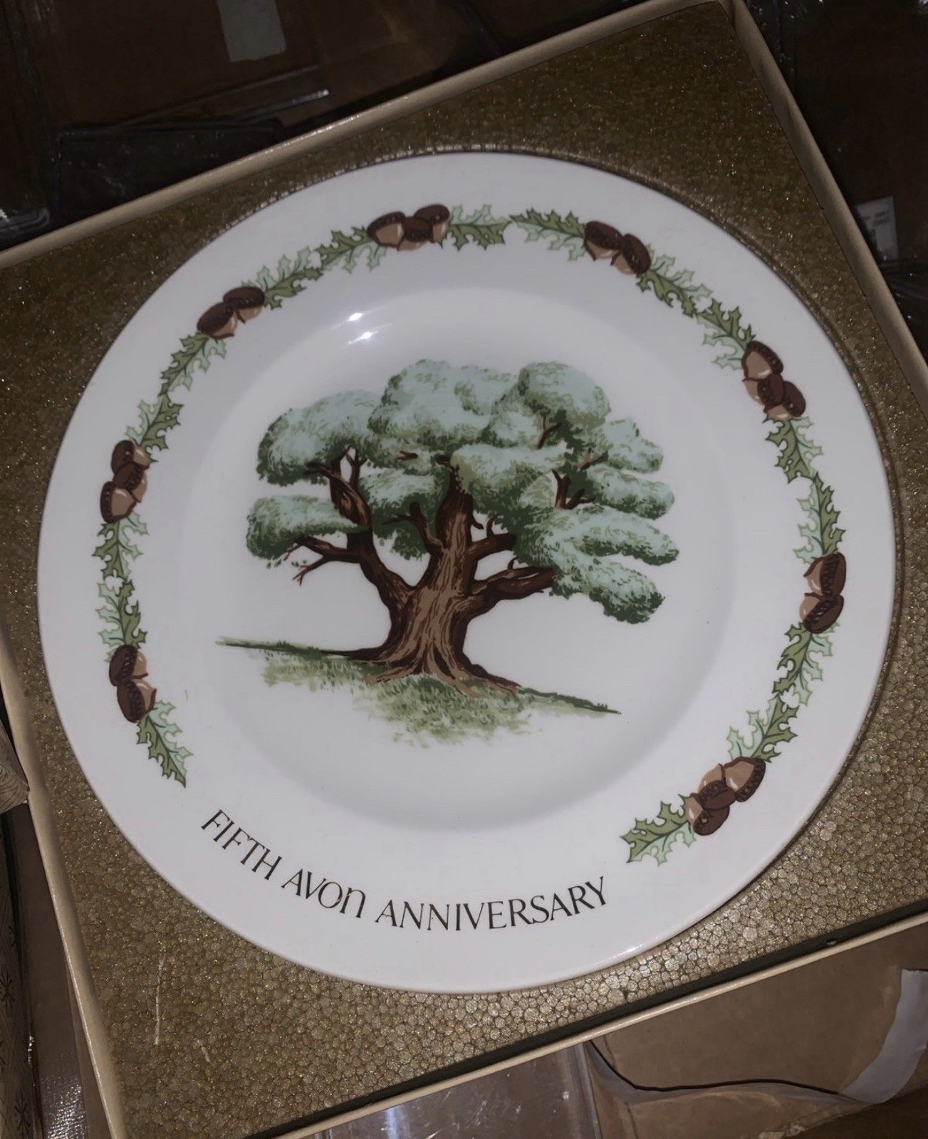Avon 5th Anniversary Plate Great Oak Enoch Wedgwood Box Papers