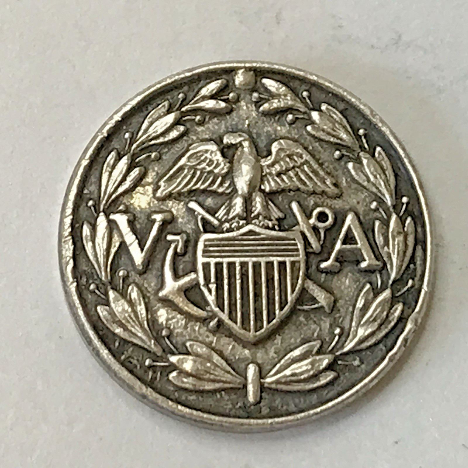 Vintage Sterling Silver Veterans Administration Service Pin Screw Back Pin