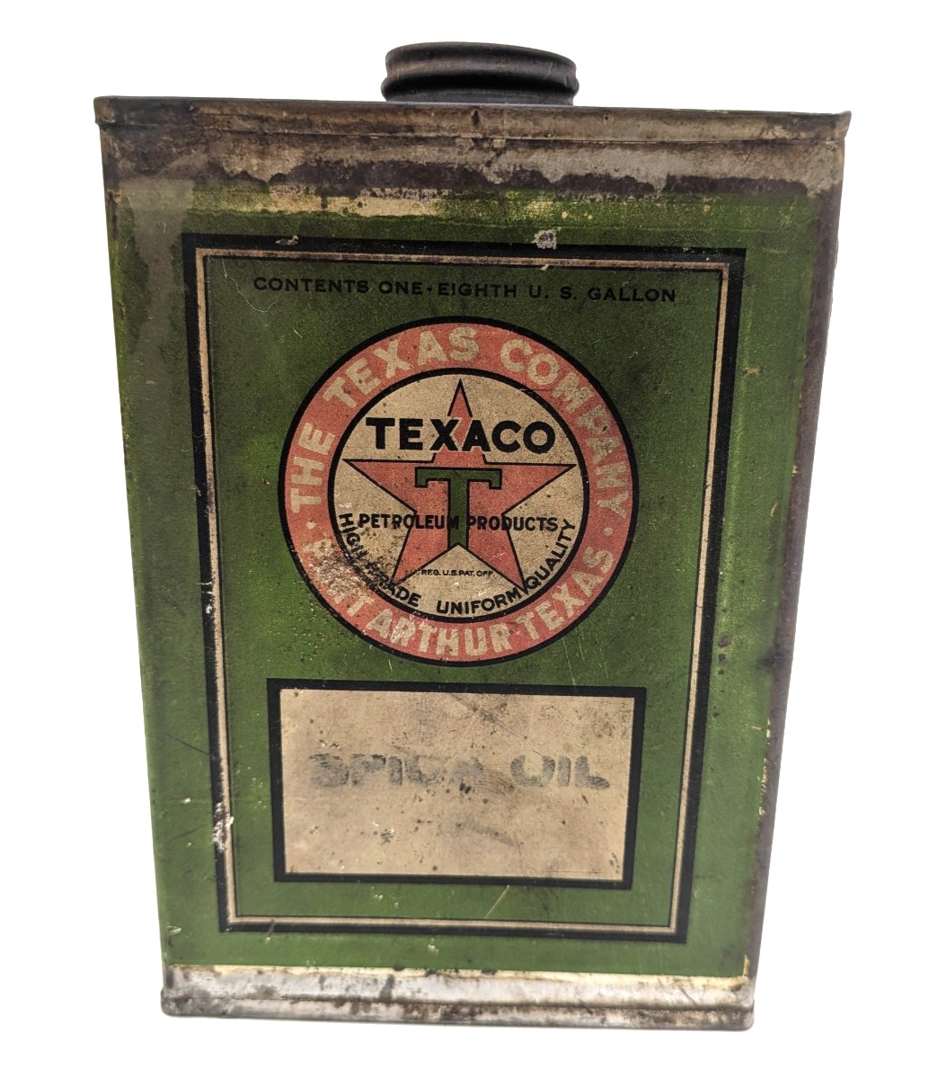Vtg 1910s Texaco 1/8 Gal Tin Green Port Arthur Variant Red Star Logo Rare Oil