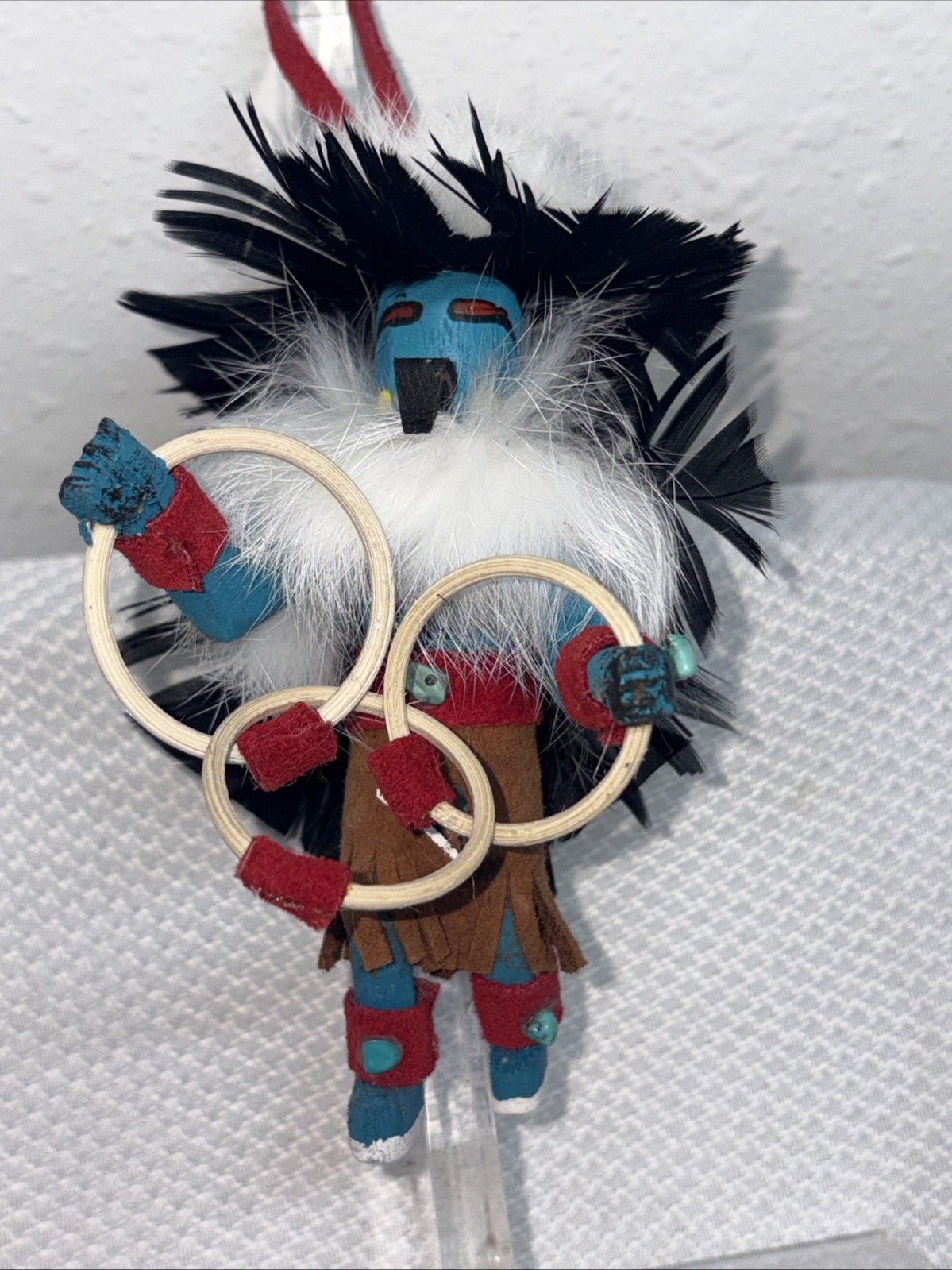 Vintage Signed Virgil Long Hopi Kachina Doll Hoop Dancer Handmade 4.5”