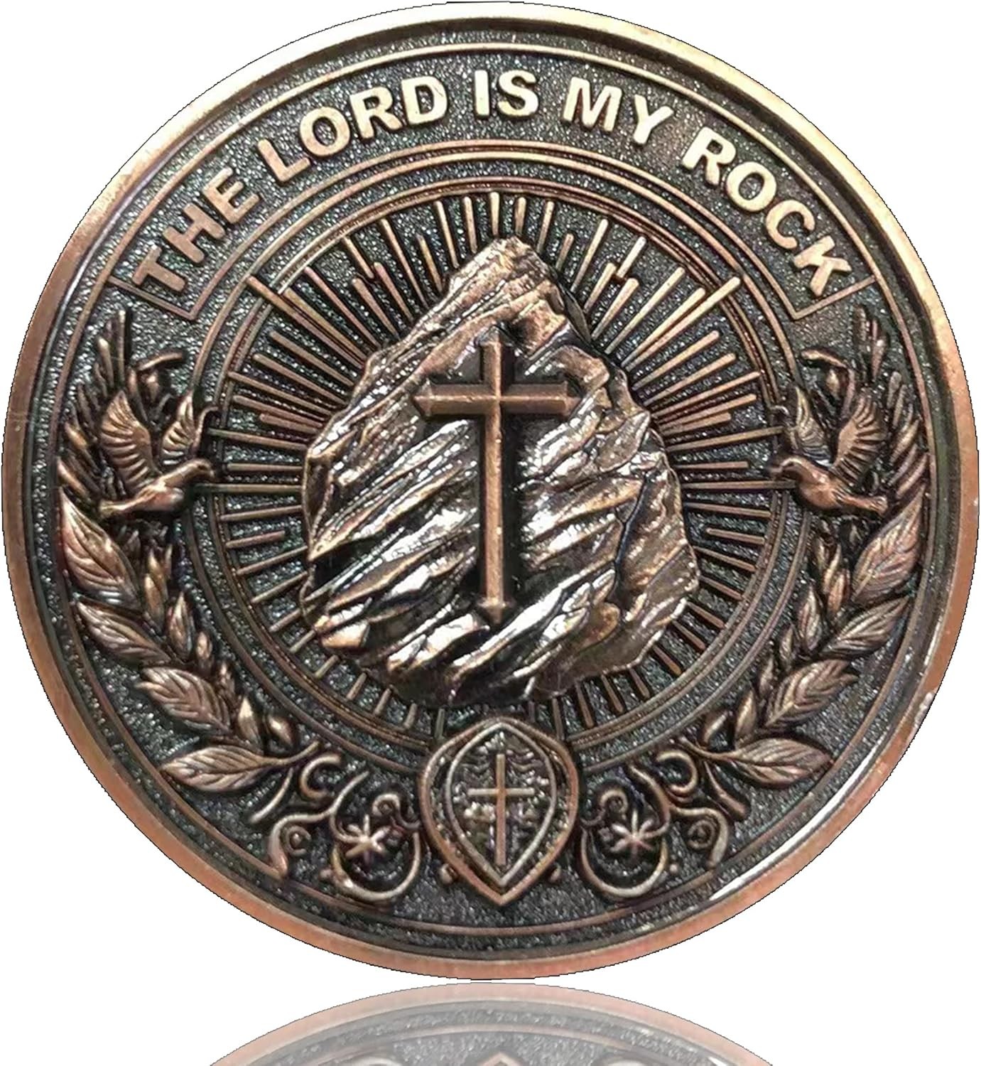 Inspirational Christian Challenge Coin - The Lord is My Rock - Zinc Alloy, 1.57