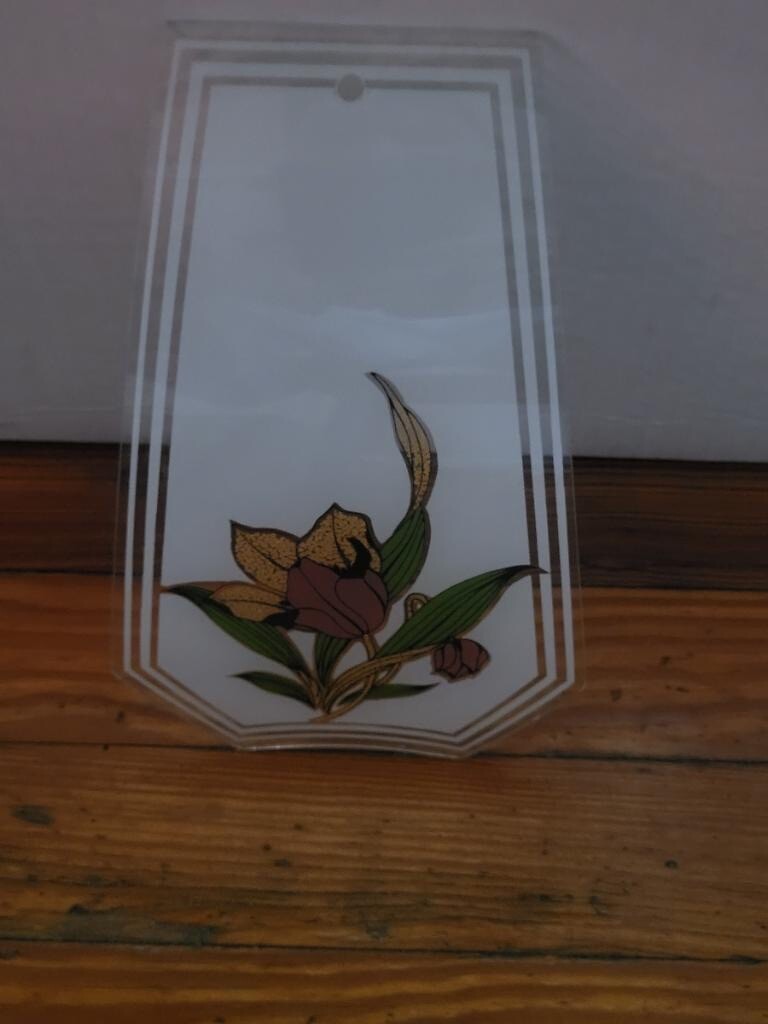 Vintage Ok Lighting Touch Lamp Replacement Glass Panel Flowers