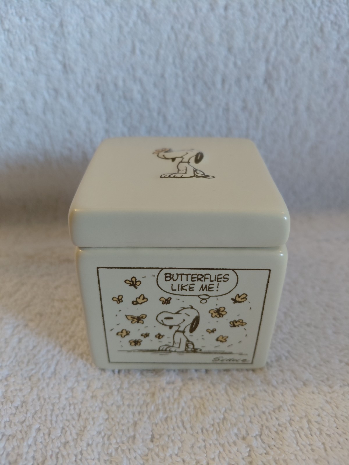 Vintage Ceramic Peanuts Snoopy Hallmark Lifes Good Trinket Ring Square Box RARE Vintage Ceramic Peanuts Snoopy Hallmark Lifes Good Trinket Ring Square Box RARE