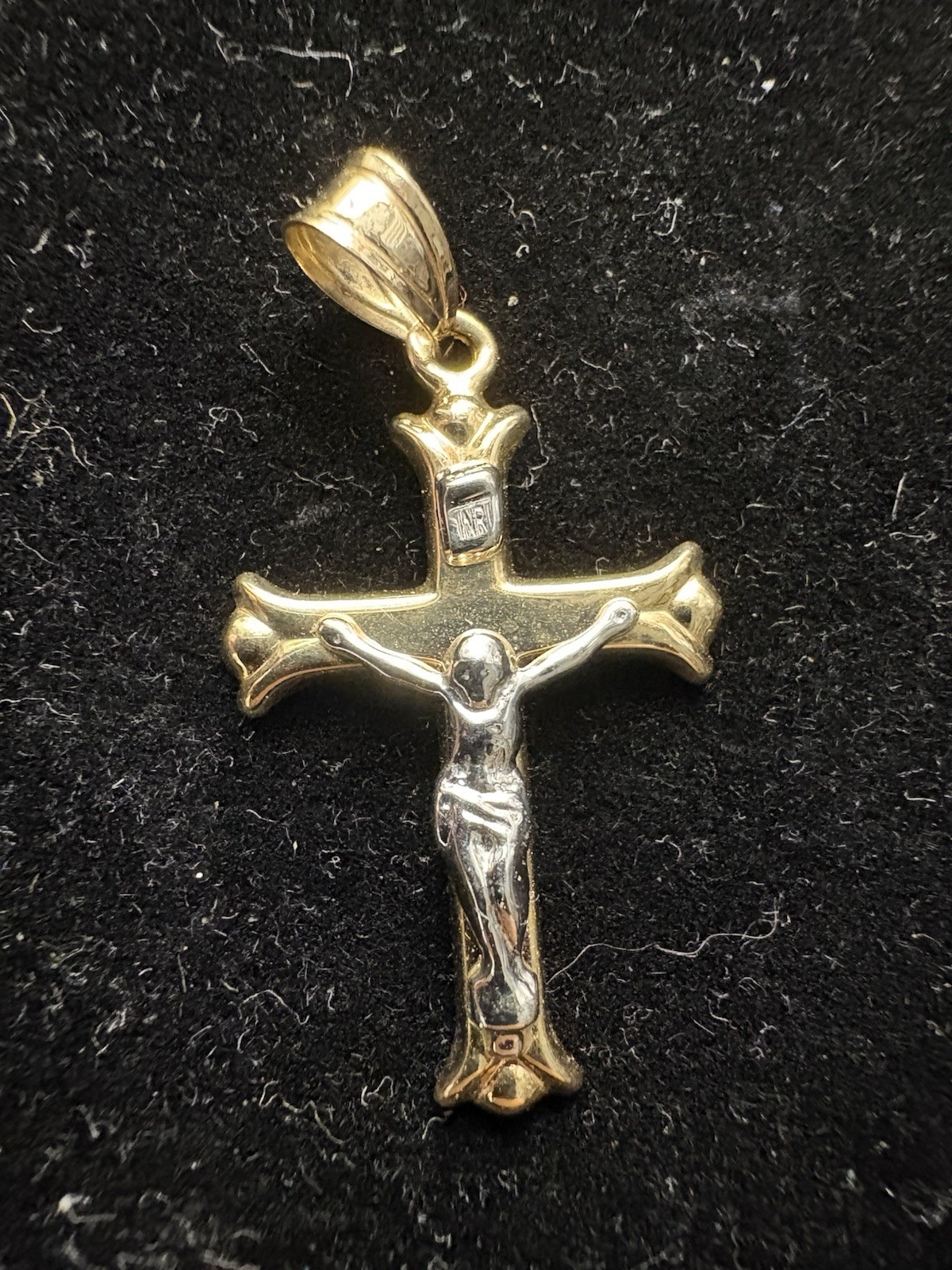 Two-Tone Crucifix Cross Pendant Gold/White Gold Jesus 