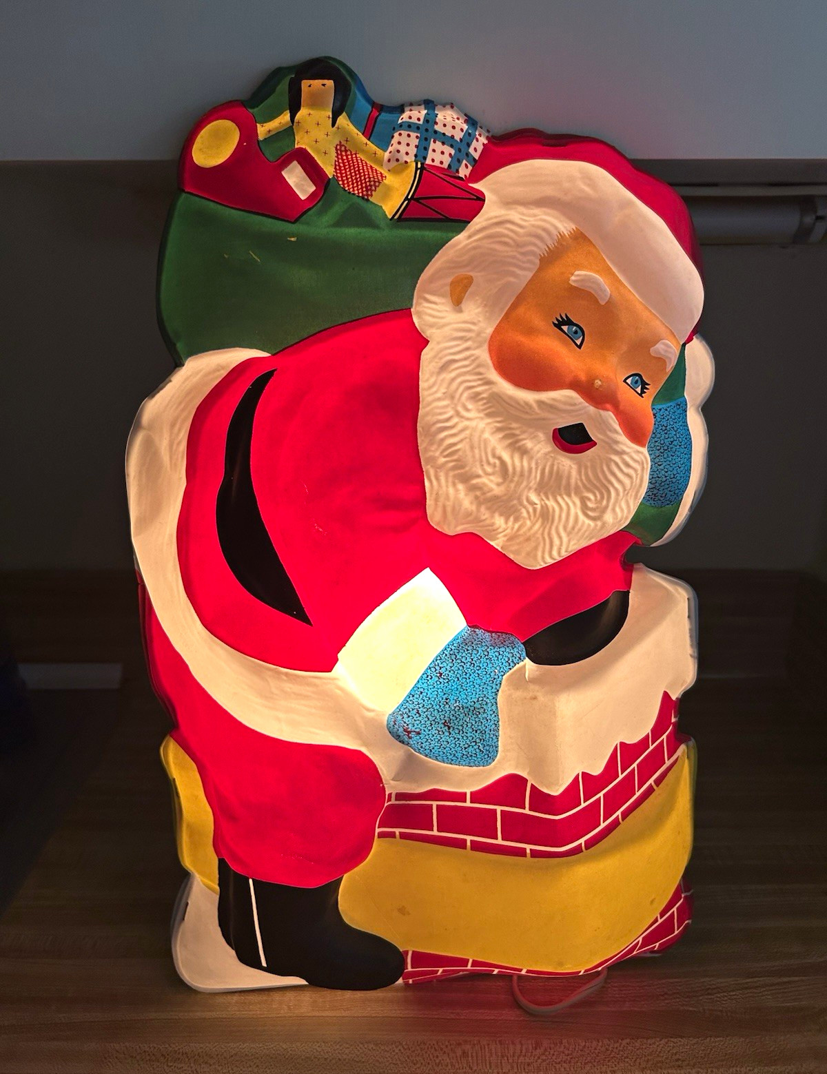 LA Goodman Santa Claus Chimney Blow Mold  Flatback 1950’s
