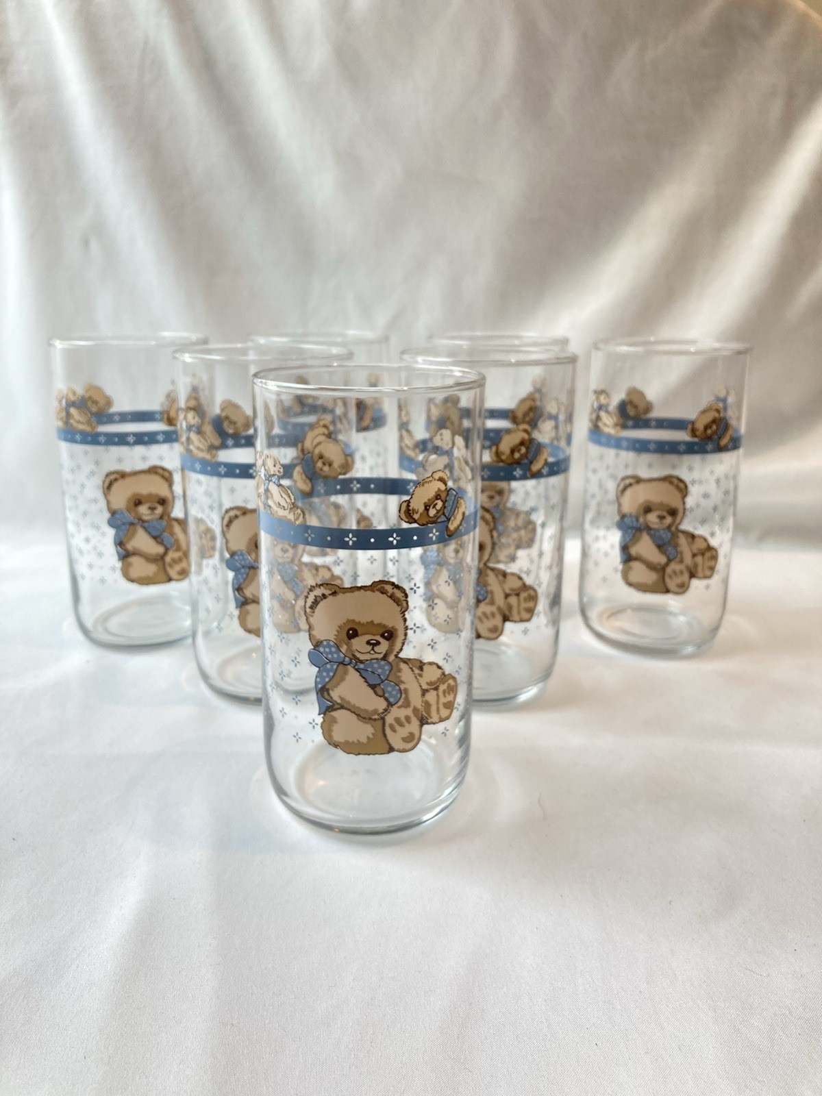 Vtg Tienshan Country Bear Large Tumbler Glasses Cottagecore Granny 90s 80s Drink