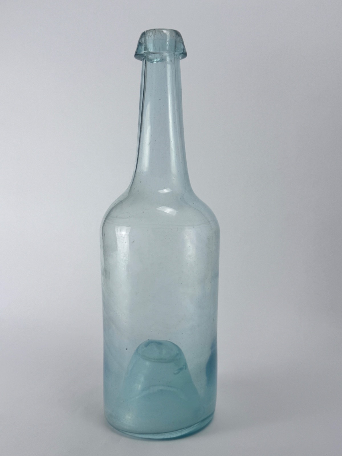 Antique 1860\'s Aqua Glass Hand Blown Bottle 10\