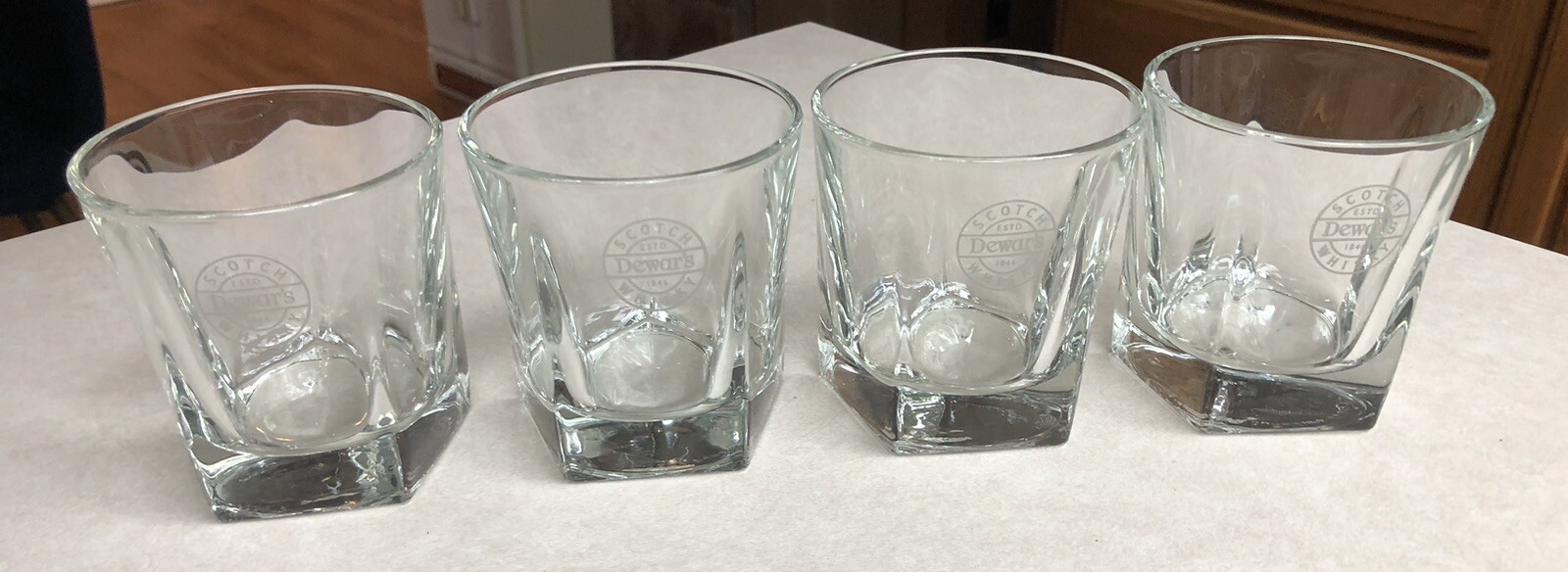 4 Vintage DEWAR\'S Scotch Whisky Low Ball/Rocks Glass Libbey Duratuff USA New