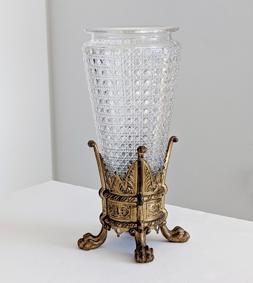 A Substantial Baccarat Style 19th Century French Cut Crystal & Ormolu Vase