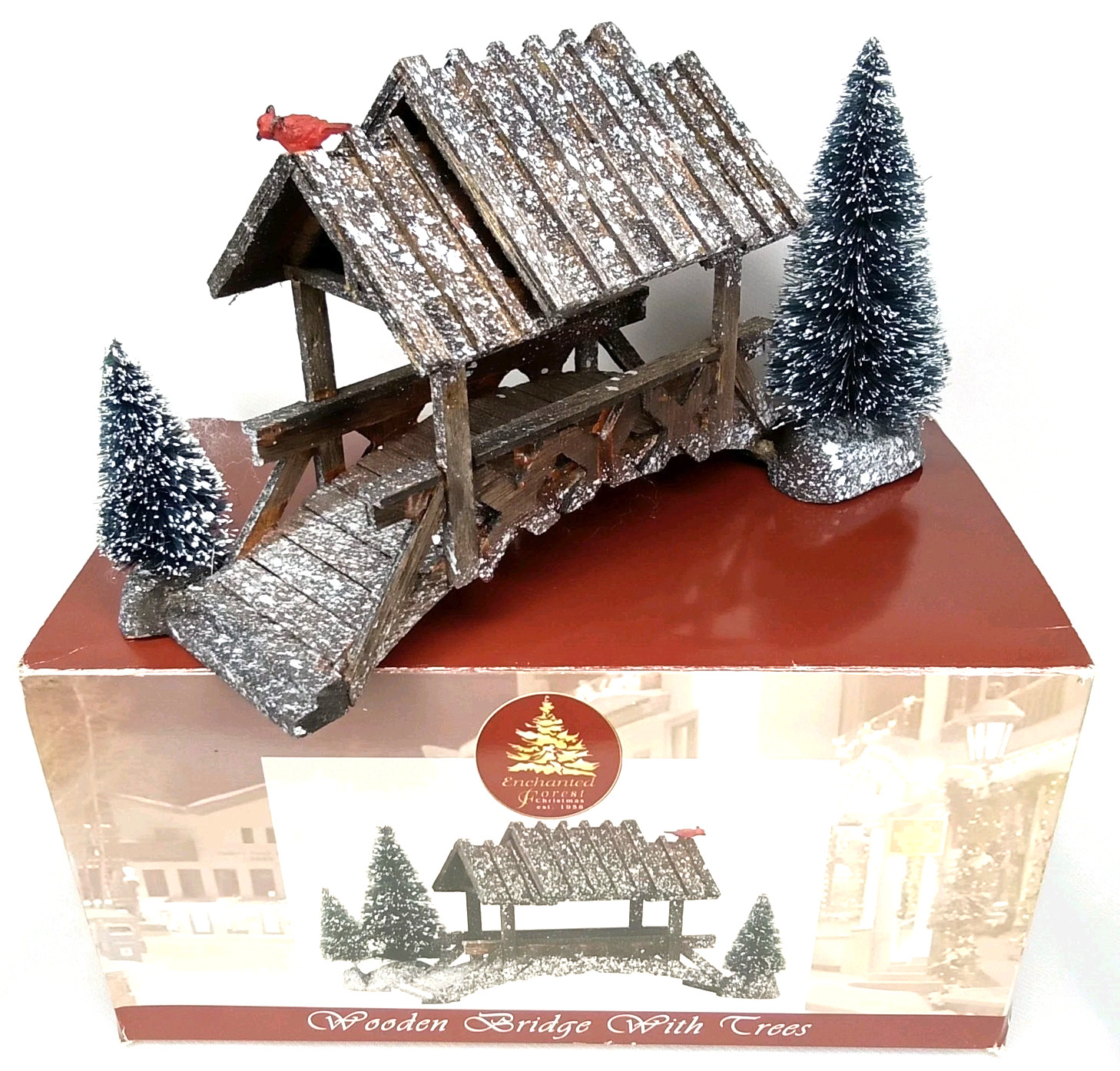 Vintage Lemax Enchanted Forest Christmas Village Wooden Bridge With Original Box