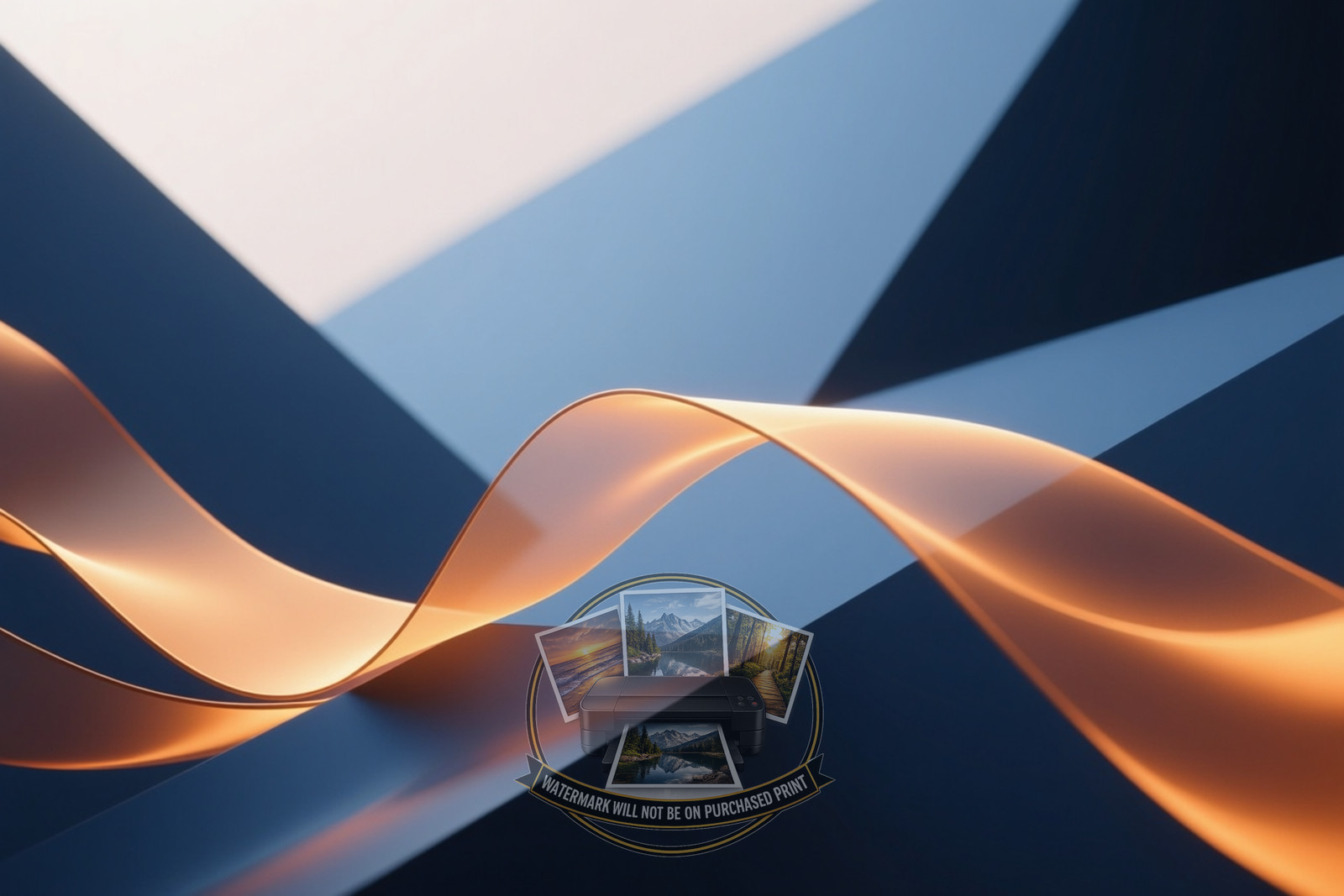 Minimalist Geometric Abstract Indigo Amber Flowing Tide Portico 4X6 Art Print
